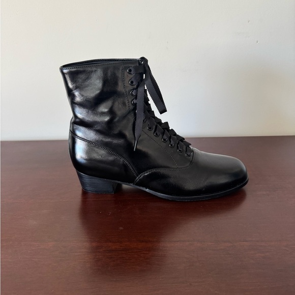 Black Lace-Up Women's Boots - Picture 2 of 10